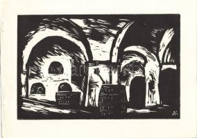 1976 Andruskó Károly (1915-): 14 db metszetet tartalmazó füzet benne a művész saját kezű dedikálása ...