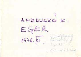 1976 Andruskó Károly (1915-): 14 db metszetet tartalmazó füzet benne a művész saját kezű dedikálása ...