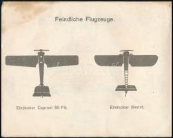 Német nyelvű hadi léghajó- és repülőgép ismertető kihajtható lap