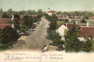 1907 Bakonyszombathely, látkép, templom, szekér. Kiadja Haftl Kálmán