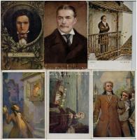 112 db RÉGI használatlan művész motívumlap, benne 51 db híres ember / 112 pre-1945 unused art motive postcards with 51 famous people