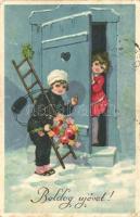 45 db RÉGI üdvözlő képeslap; dombornyomott és litho lapok, sok karácsony / 45 pre-1945 greeting post...