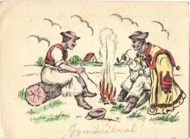 46 db főleg RÉGI képeslap, sok üdvözlő és művészlappal vegyes minőségben / 46 mostly pre-1945 postca...