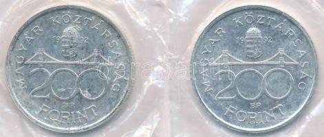 1992. 200Ft Ag "MNB" (2x) T:1-,2 patina