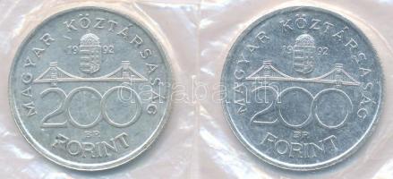 1992. 200Ft Ag "MNB" (2x) T:1-,2
