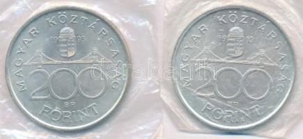 1993. 200Ft Ag "MNB" (2x) T:1-,2