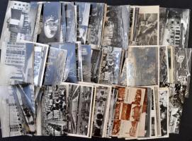 Kb. 100 db VEGYES fekete-fehér retro magyar városképes lap az 1940-es és 1950-es évekből / Cca. 100 mixed black and white retroHungarian town-view postcards from the 1940s and 1950s