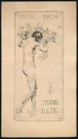HE jelzéssel: Mein Buch, Stefan Lustig, rézkarc, papír, jelzett a rézkarcon, 17,5×8 cm
