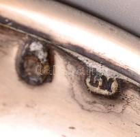 Ezüst(Ag) talpas ólomkristály váza és pohár, 3 db, jelzett, hámozott, metszett, kopásnyomokkal, m: 1...