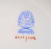 Herendi áttört nagy bonbonier, kézzel festett, jelzett, apró kopásokkal, d: 19 cm