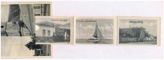 Balatonederics, Római katolikus templom és iskola. leporellólap, belül: Pátzay György kastély, Svast...