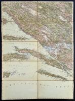 cca 1895 Dalmát partvidék és Mostar vidékének térképe, 1:200.000, vászonra kasírozva, 57x42 cm.