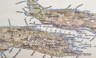 cca 1895 Dalmát partvidék és Mostar vidékének térképe, 1:200.000, vászonra kasírozva, 57x42 cm