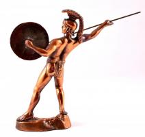 Görög harcos, szobor, spiáter, kis kopásokkal, m: 28,5 cm