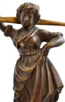 Vízhordó lány, réz szobor, sérült márvány talapzaton, m: 19,5 cm