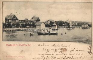 1902 Balatonföldvár, strand, fürdőzők, csónakázók. Kiadja Klösz György (fl)