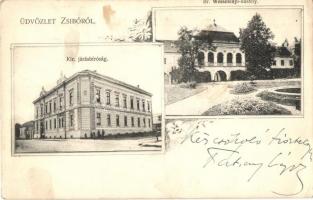 1903 Zsibó, Jibou; Kir. Járásbíróság, Br. Wesselényi kastély / district court, castle. Floral (fl)