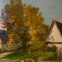 Jelzés nélkül:Libapásztorlány. Olaj, karton, enyhén sérült antik keretben, 60×100 cm