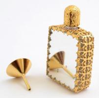 Aranyozott zománc kölnis üveg. Mini. 6 cm