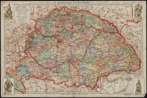 cca 1921 Magyarország politikai térképe, 1:2500000, Magyar Földrajzi Intézet Rt., irredenta motívumos térkép, kis szakadásokkal, 27×40 cm