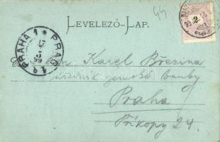 1899 Nagyszombat, Tyrnau, Trnava; Hauptplatz / Fő tér, Szentháromság szobor, Bauer, Leopold Herzog ü...