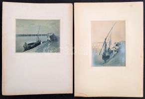 1931 Hajók a Níluson, 2 db fotó kartonon, az egyik a hátoldalán feliratozva, 17x12 cm és 12x16 cm közötti méretben