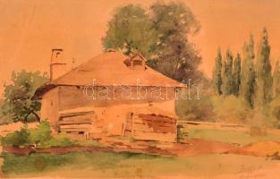 Edvi Illés Aladár (1858-1927): Angyalföld 1890. Akvarell, papír. Jelzett. 15x22 cm Üvegezett keretben