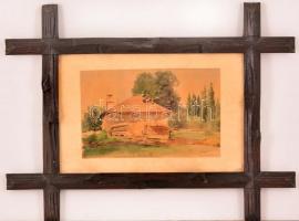 Edvi Illés Aladár (1858-1927): Angyalföld 1890. Akvarell, papír. Jelzett. 15x22 cm Üvegezett keretbe...