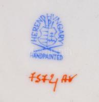 Herendi fonott tál. d:12 cm. Kézzel festett, jelzett, hibátlan