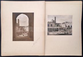 1934 Jeruzsálem, Dávid torony,2 db fotó kartonon, az egyik aláírt, a hátoldalon feliratozva, 17x12 cm és 12x14 cm közötti méretben