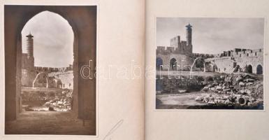 1934 Jeruzsálem, Dávid torony,2 db fotó kartonon, az egyik aláírt, a hátoldalon feliratozva, 17x12 c...