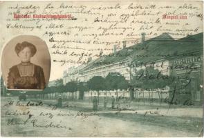 1911 Kiskunfélegyháza, Szegedi utca, Gyógyszertár, kerékpár, utcakép. Kiadja Royko B. 230. A levél írójának ráragasztott portréjával (EK)