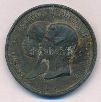 Franciaország / Második Császárság ~1860. Eugénia és III. Napóleon fém emlékérem (37mm) T:2- ph. France / Second Empire ~1860. Eugenia and Napoleon III metal commemorative medal (37mm) C:VF edge error