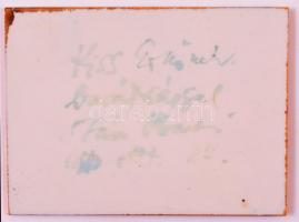 Hollóházi Szász Endre által tervezett mintával díszített plakett, hátoldalán saját kézzel dedikálva....