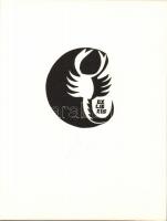 A horoszkóp jegyeit ábrázoló 12 db szignált ex-librist tartalmazó összeállítás 14x17cm