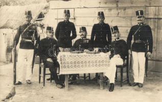 ~1913 Osztrák-magyar katonák szolgálatra készen egy asztal körül / Austro-Hungarian K.u.K. military soldiers around the table. photo