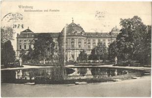 1911 Würzburg, Residenzschloss und Fontaine / castle, fountain (EK)