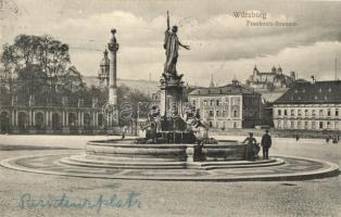 1911 Würzburg, Frankonia-Brunnen / fountain, Marienberg fortress, castle (EK)