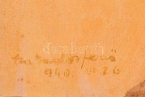 Szabados Jenő (1911-1942): Hárman a verandán, Akvarellpapír, jelzett, üvegezett keretben, 32x46 cm (...