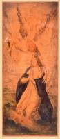 Vidai Brenner Nándor (1903-?): Angyali üdvözlet. Akvarell, rézkarc, papír, jelzett a karcon, 48x18 cm Üvegezett keretben