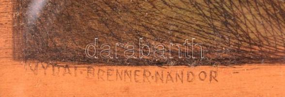 Vidai Brenner Nándor (1903-?): Angyali üdvözlet. Akvarell, rézkarc, papír, jelzett a karcon, 48x18 c...