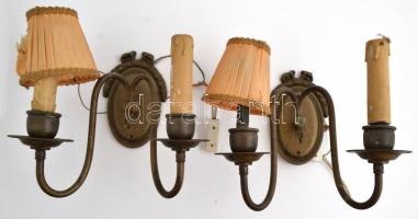 2db antik réz falikar hozzá két lámpa ernyő 40 cm