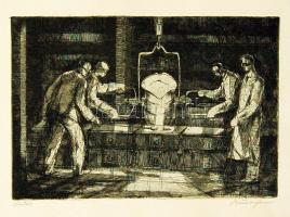 Kürz János: Öntés szignált rézkarc 28x40cm