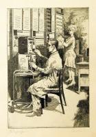 Pásztor Gábor (1933-): Telefongyár szignált rézkarc 28x40cm