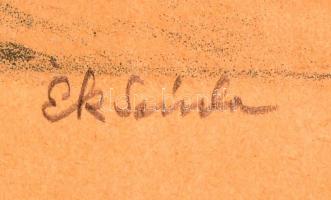 Ék Sándor (1902-1975): Szabadban. Litográfia, papír, jelzett, üvegezett keretben, 50×37 cm