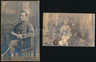 cca 1915-1917 3 db katonai fotó + 1 db egyéb fotó, 16×10 és 13×9 cm közötti méretekben