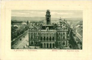 Újvidék, Novi Sad; Városháza, háttérben a zsinagóga, izraelita templom. W. L. Bp. 4214. / town hall, synagogue (EK)