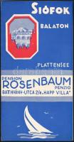 1930 Siófok, Rosenbaum ortodox kóser panzió és étterem, magyar és német nyelvű kihajtható képes idegenforgalmi füzet