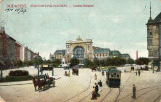 Budapest VII. Keleti pályaudvar, villamosok, Gazdasági Gépek üzlete (EK)
