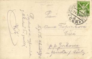 Liptószentmiklós, Liptovsky Mikulas; látkép, tutaj, fahíd / general view, raft, wooden bridge. Schie...